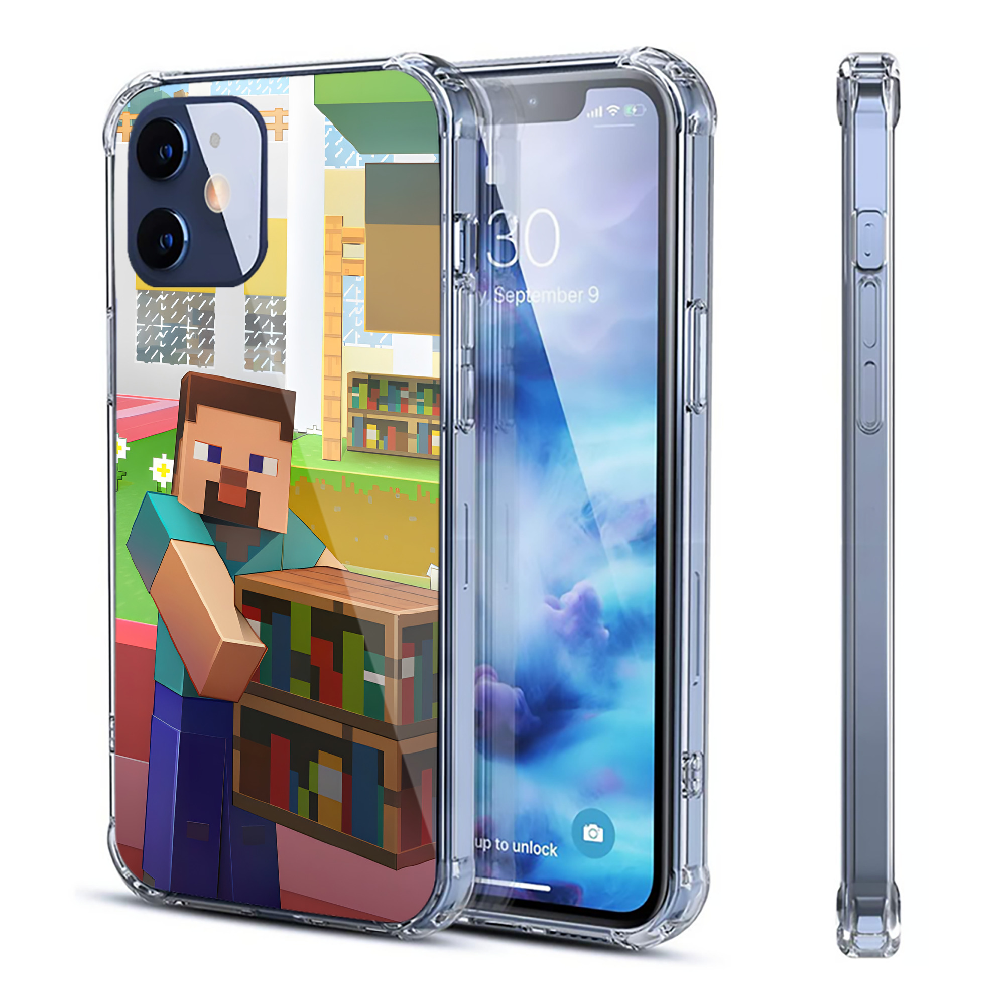 （画像用） マインクラフト ブロックの世界 Minecraft MC Block world 【iPhone 12シリーズ対応】透明スマホケース（クリアソフトケース）